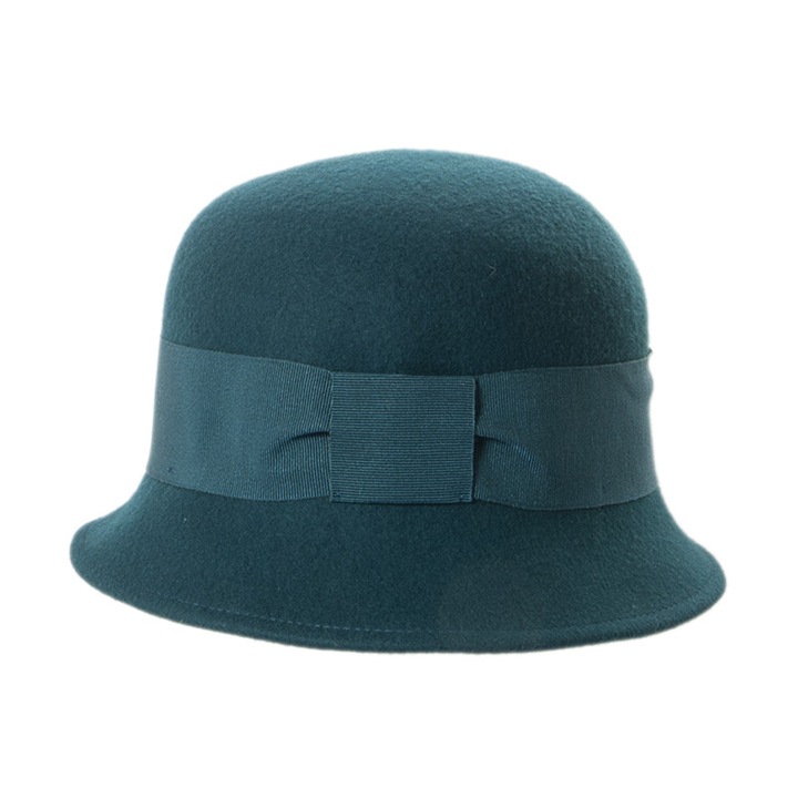 Palarie dama Faustmann, fetru de lana, verde petrol, eleganta, marime M