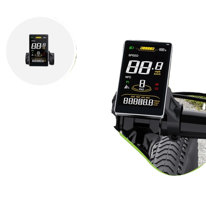 Display TFT pentru bicicleta electrica, 5 butoane interschimbabile, rezistent la apa, Bluetooth, SW2-M58