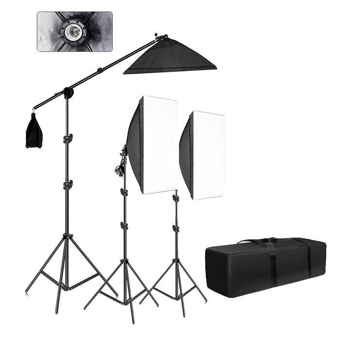 Set Softbox 50x70cm, iluminare ajustabila, fara bulb