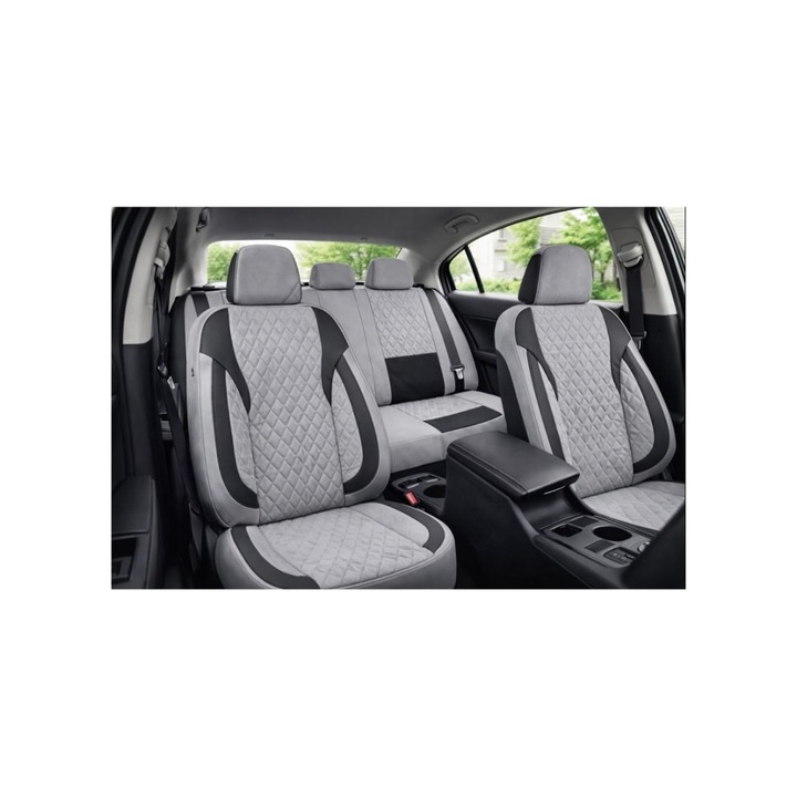 Huse scaune auto universale fractionate XL Premium compatibile SUV si Limuzine gri negru