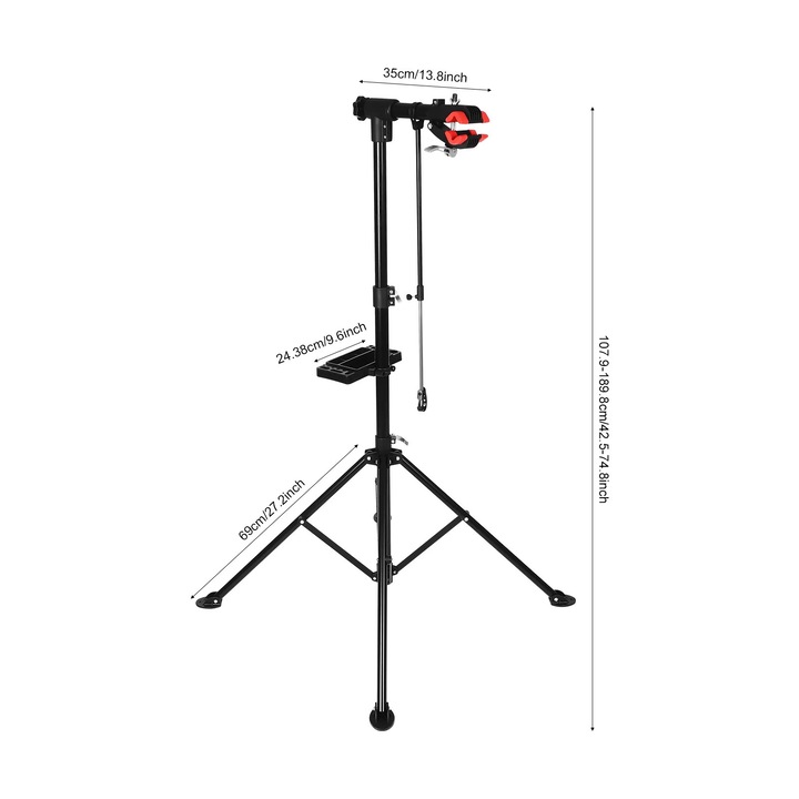 Kerékpár tároló állvány, állítható, tartós konstrukció, fekete, 107.9x189.8cm