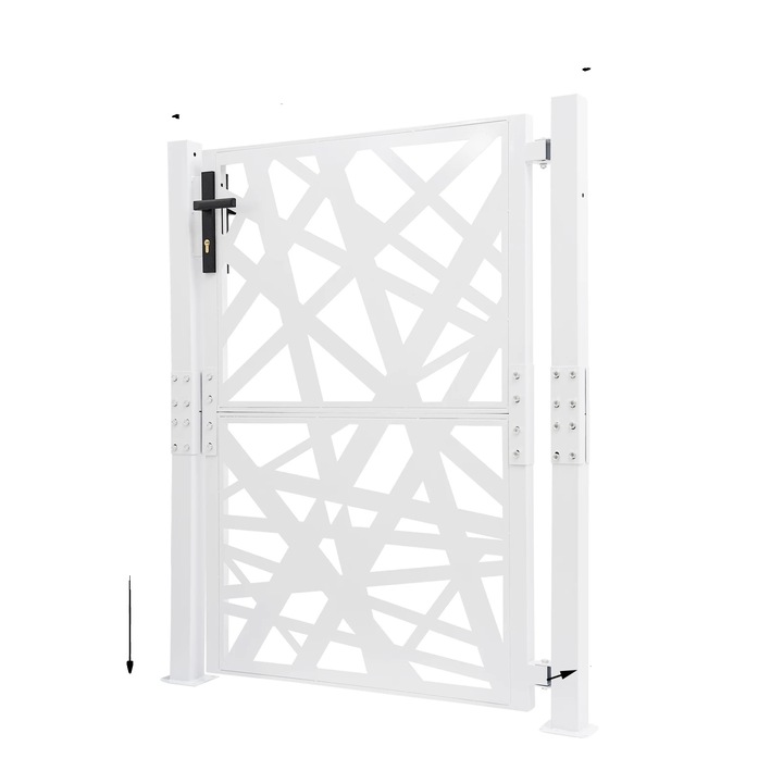 Poarta de gradina, constructie din otel durabil, design modern, alb, 105x125cm