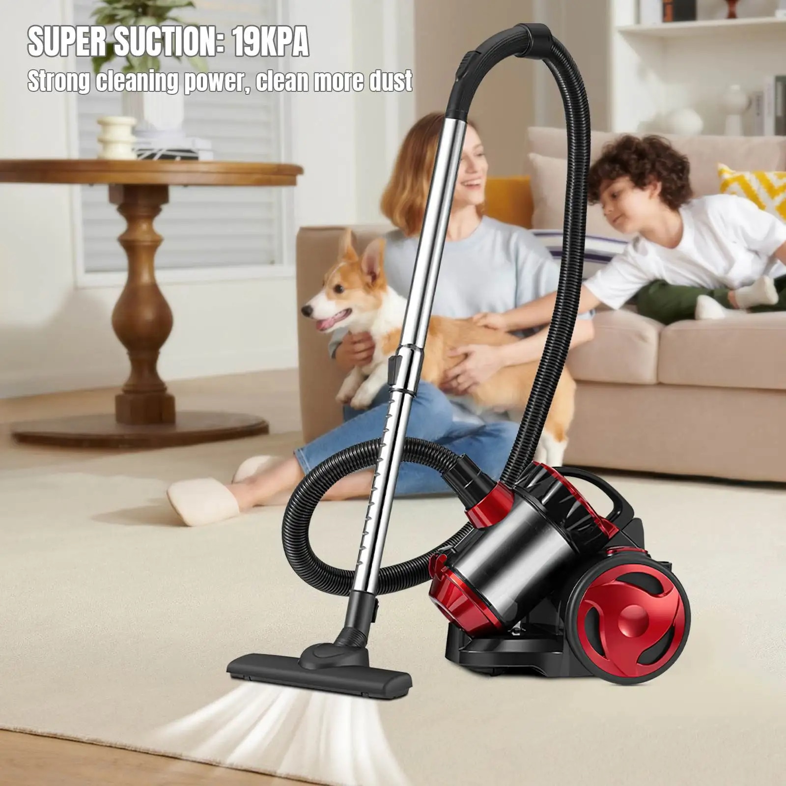 Aspirator, 2000W, 15000Pa, tehnologie multi-ciclonica, 7kg, cablu 5m