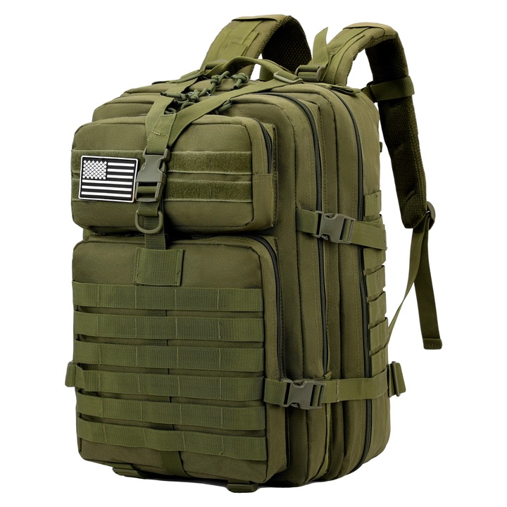 Hátizsák, nagy kapacitású, vízálló, 50L, zöld