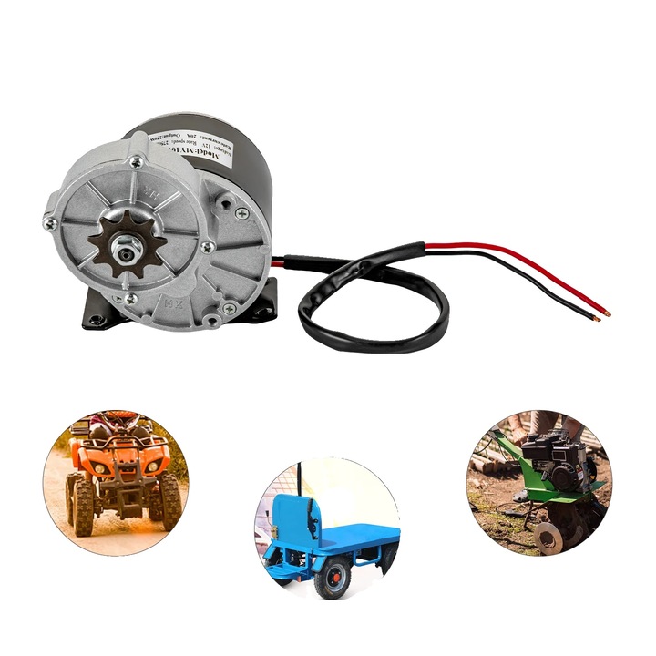 Motor electric cu reducere de viteza, 250W, 2750 RPM, 12V, 95mm