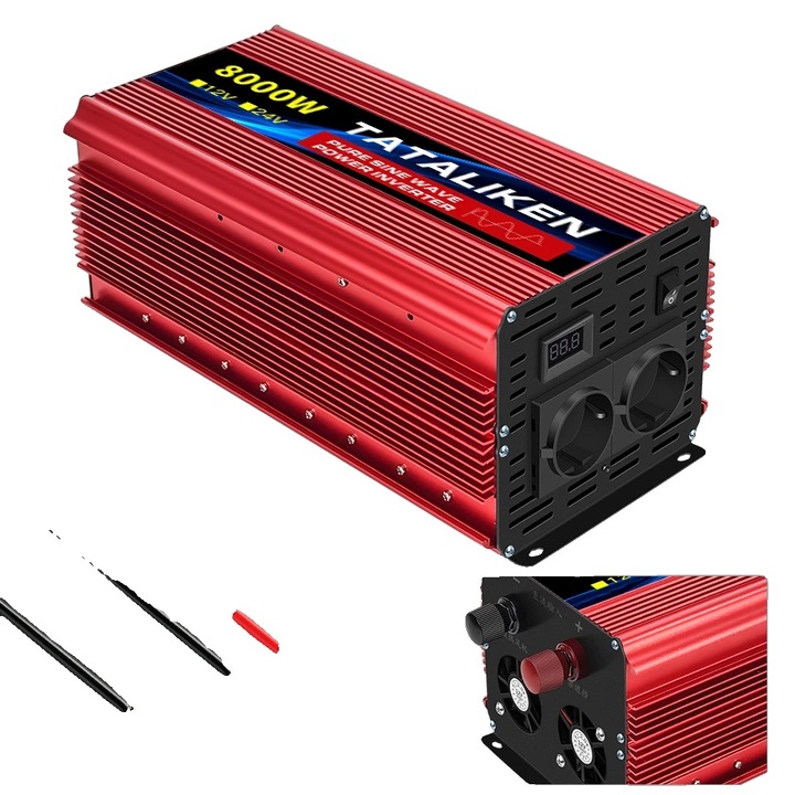 Inverter auto 12V 8000W 220V, design compact, eficienta ridicata
