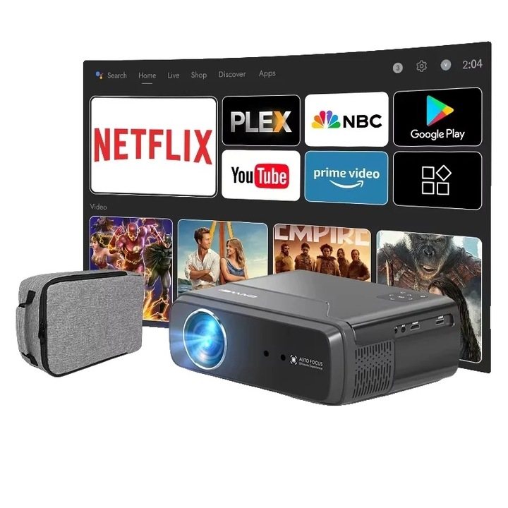 Videoproiector, 4K HDR, design portabil, gri inchis, dimensiune proiectie 33x300 inci