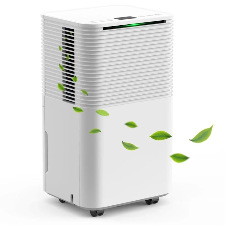 Dezumidificator, Capacitate 12 l/zi, Rezervor 2, 1 l, Afisaj LED, Temporizator 24 h, Blocare pentru copii, Pentru 12–25 m², Alb