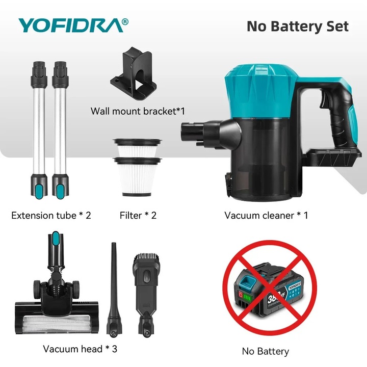 Aspirator fara fir, Yofidra, 1800W, putere de aspiratie 30 kPa, capacitate recipient praf 1500 ml