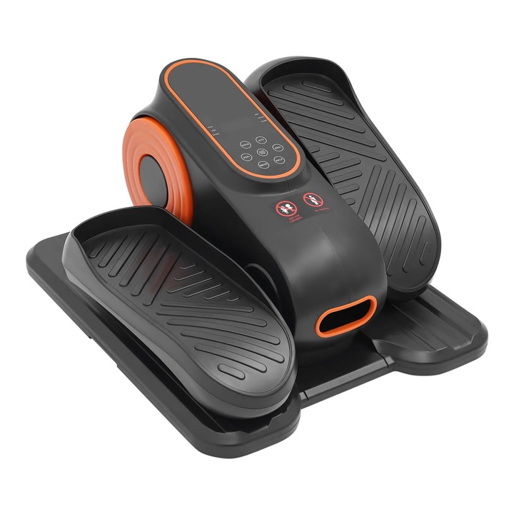 Pedalier portabil negru, antrenor eliptic mini, 12 viteze, telecomandă, 44x37, 5x25, 5cm
