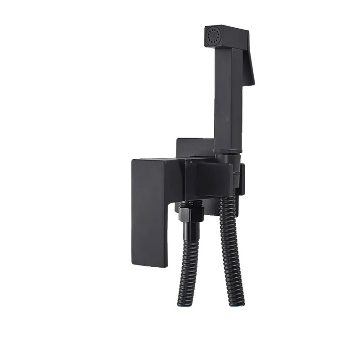 Baterie sanitara bidet, constructie din alama, design montat pe perete, negru