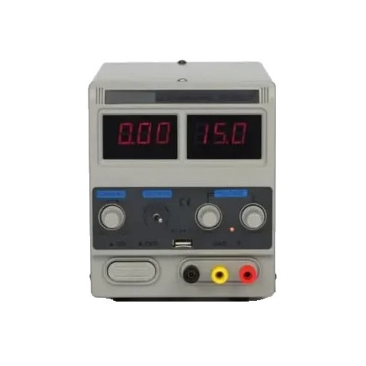 Sursa de alimentare de laborator, control ajustabil al tensiunii, display LED, gri, 17.2x12.6x15.2cm