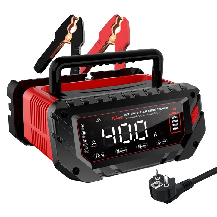 Redresor auto 6V/12V/24V, 40A, incarcare rapida, protectie la suprasarcina, dimensiuni 250x210x135mm