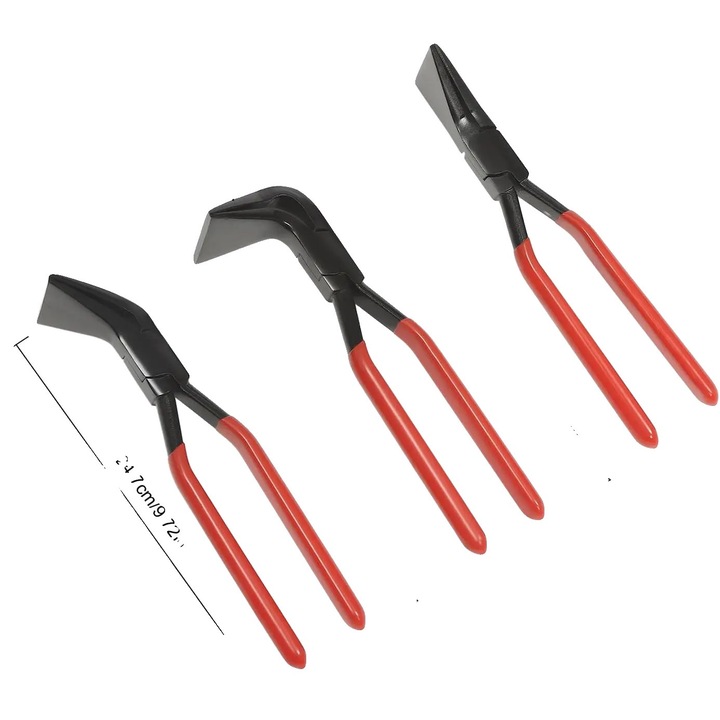 Hajlítófogó készlet, szén, 3 féle fej, piros