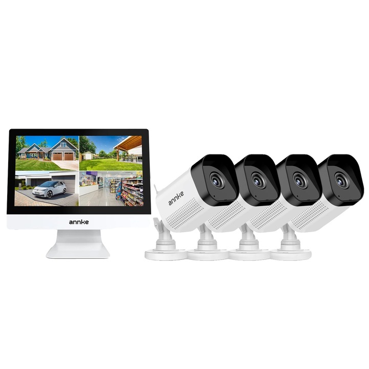 Set camere de supraveghere 8MP, Annke, viziune nocturna până la 30 metri, Design rezistent la intemperii, Alb