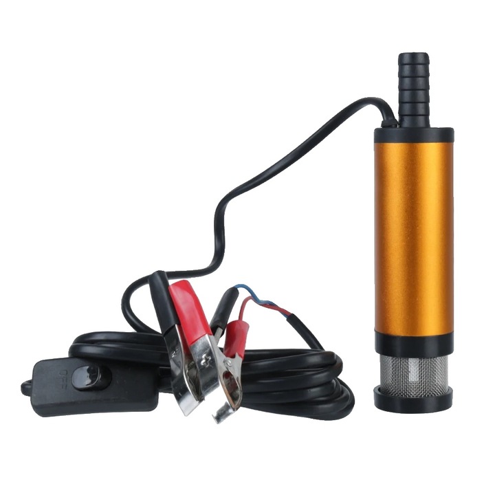Pompa de combustibil, design portabil, inox durabil, aurie, 18x8.3x4.7cm