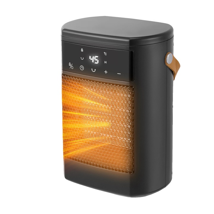 Hőlégfúvó, 3 fűtési mód, 12 órás időzítő, fekete