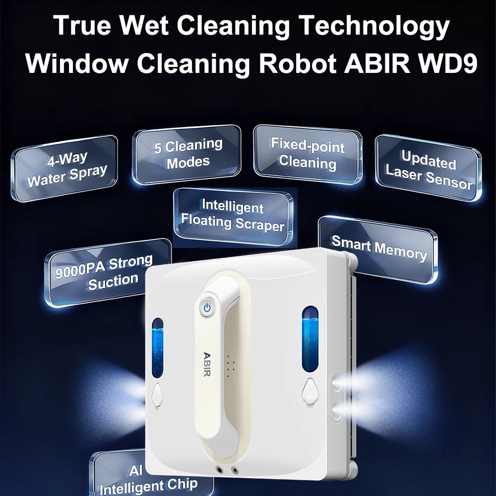 Robot de curatare ferestre, 4 moduri de curatare, sistem de pulverizare apa, dimensiuni 240x240x105mm