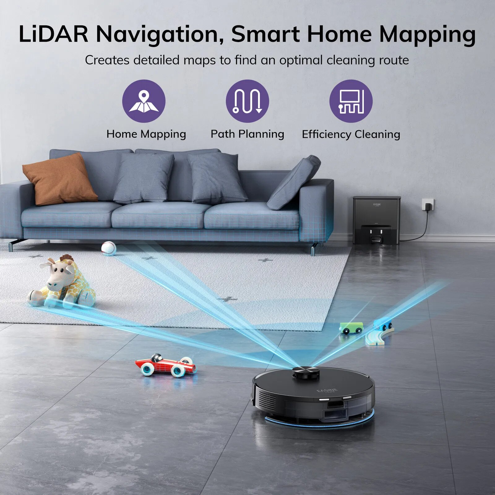 Aspirator robot cu mop, EASINE S20EU, 5000Pa, auto-golire, 6-10 kg