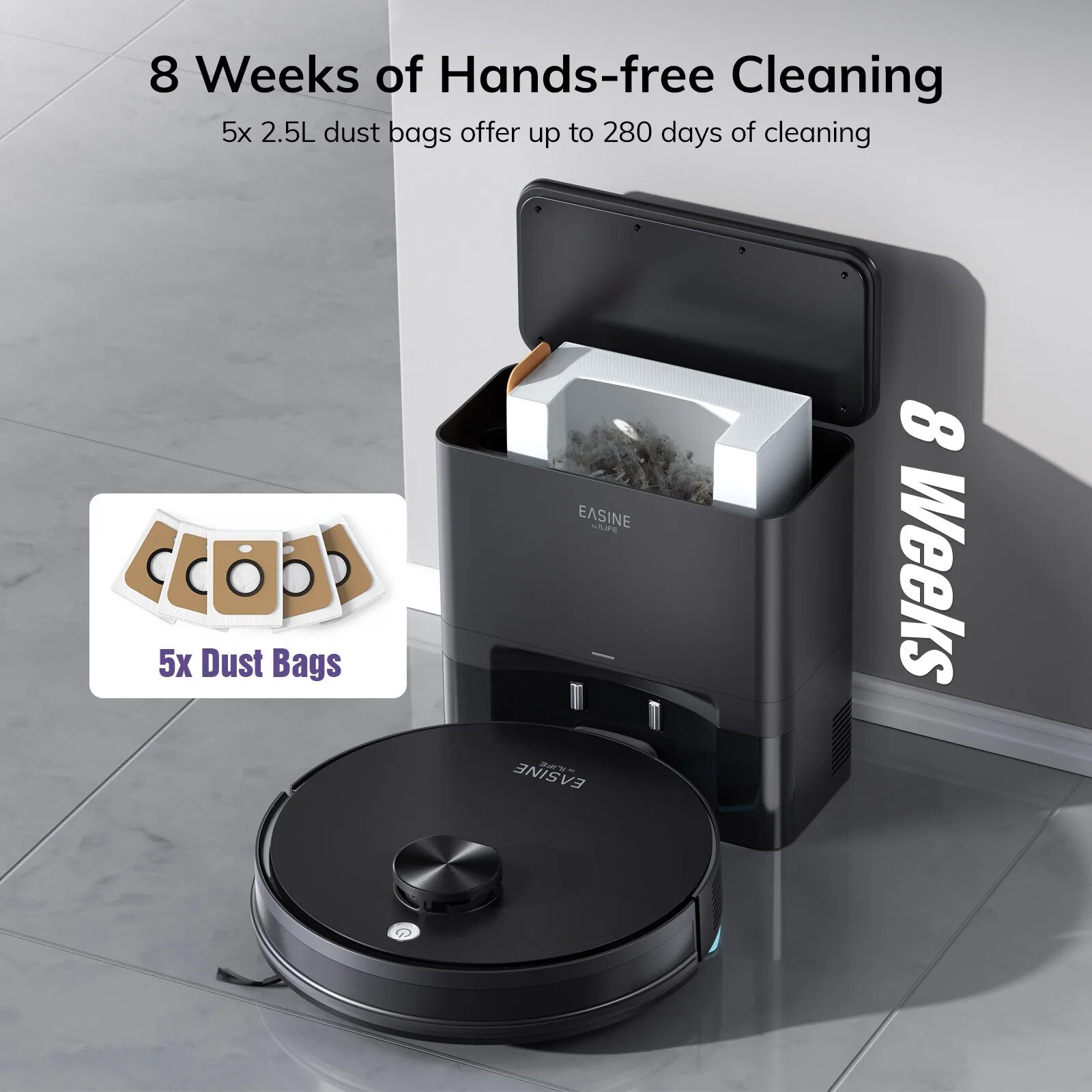 Aspirator robot cu mop, EASINE S20EU, 5000Pa, auto-golire, 6-10 kg