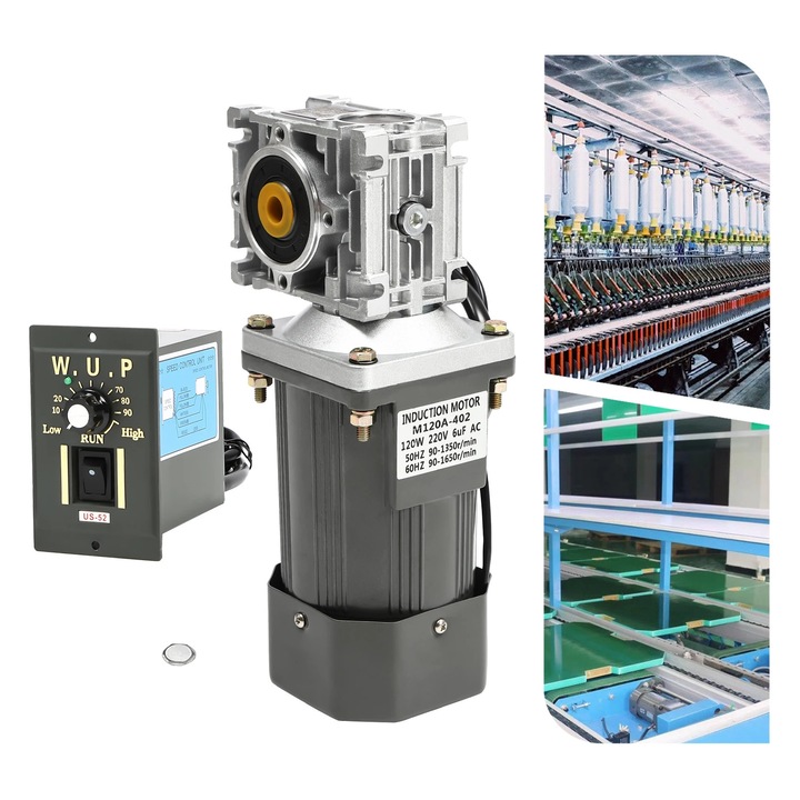 Motor cu angrenaj melcat, Gri, Viteza reglabila