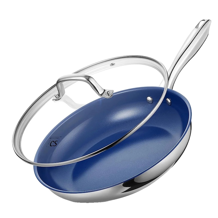 Тиган, 12 инча, стъклен капак, син