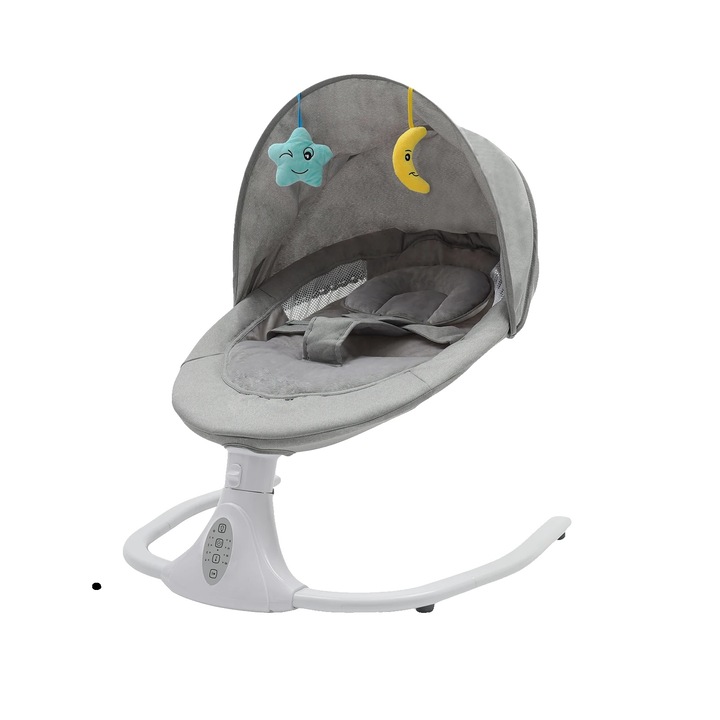 Balansoar bebelusi, unghi de sezut ajustabil, functie de leganare automata, gri