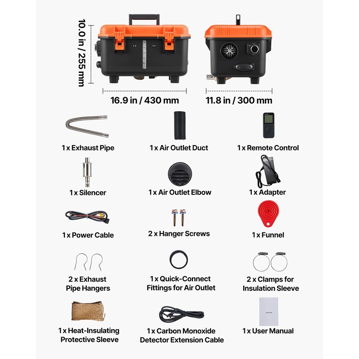 Ipari hőlégfúvó, 8KW, hordozható kialakítás, magas hatékonyság, 1.1g, 8-36°C