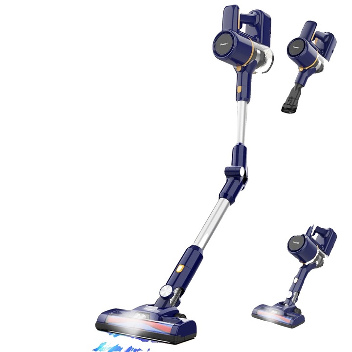 Aspirator fără fir, putere 55KPa, filtrare HEPA, negru-albastru, capacitate cutie de praf 0.6-1L, greutate 3-6 kg