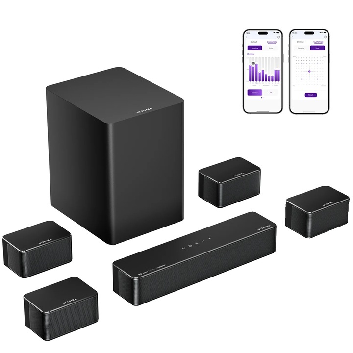 Soundbar, 500W, 6.5", 8 canale, Bluetooth, dimensiuni 38.8x34.8x47.6cm