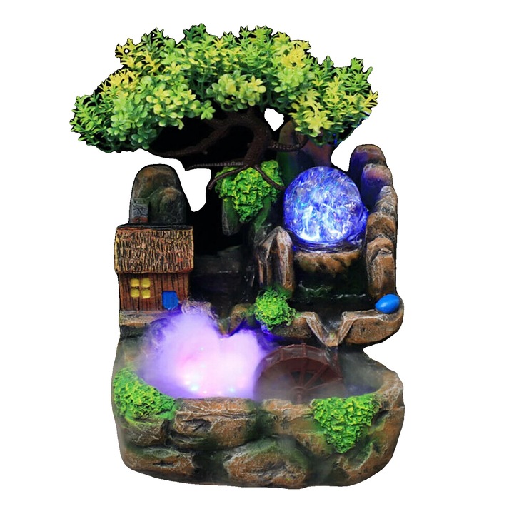 Настолен фонтан, размери 27x20x16 см, материал смола, LED осветление, декоративен