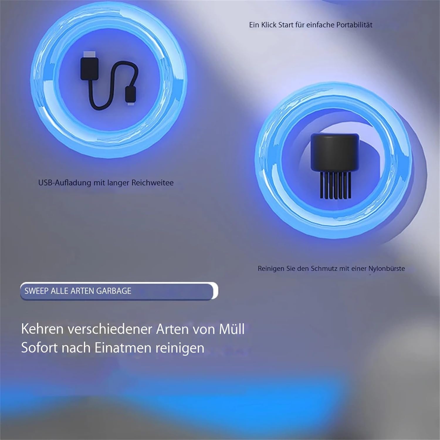 Mini aspirator fara fir, Detasabil si lavabil, Rotire 360°, Portabil, USB, Potrivit pentru tastatura, praf, resturi de hartie, 500mAh, Negru/Alb