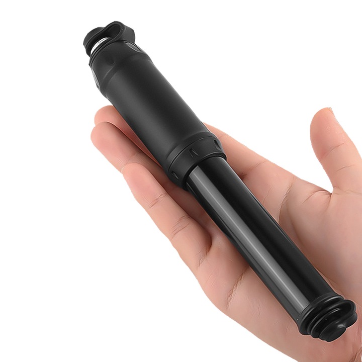 Linsiter hordozható kerékpárpumpa, magas nyomású 100 PSI, fekete, 19.5x3cm, komplett készlet rögzítő konzollal és fúvókákkal léggömbökhöz