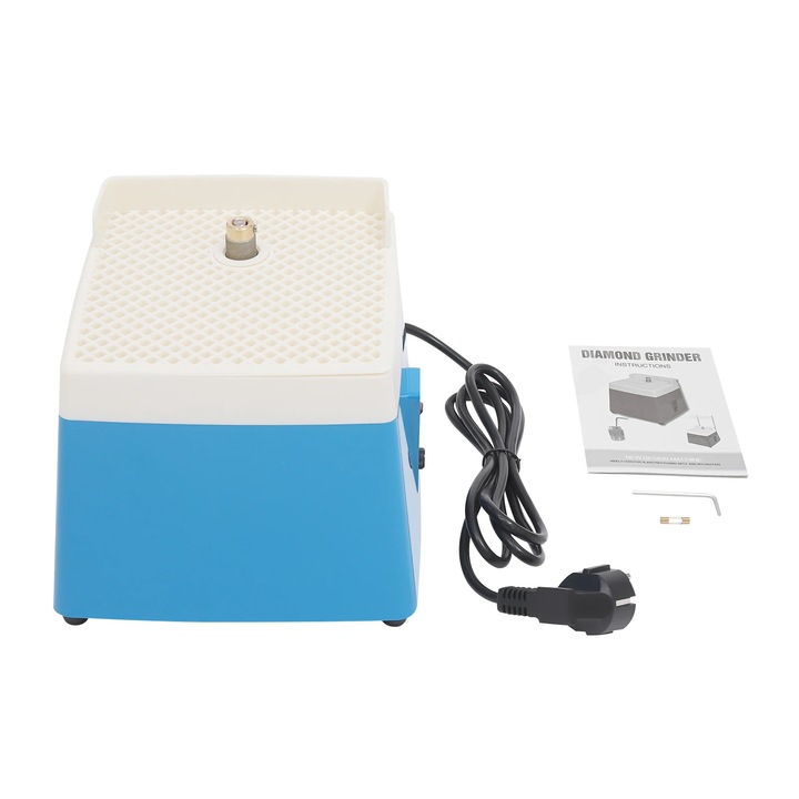 Polizor pentru sticla si ceramica, Mini pentru vitralii, 220V stecher UE, 65W, 4200 rpm, cap detasabil 16 mm, alimentare automata cu apa, Albastru