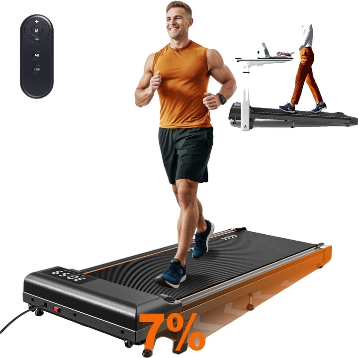 Futópad, 2.25 LE, maximális teherbírás 100 kg, szalag hossza 80-120 cm, állítható dőlésszög, Bluetooth csatlakozás