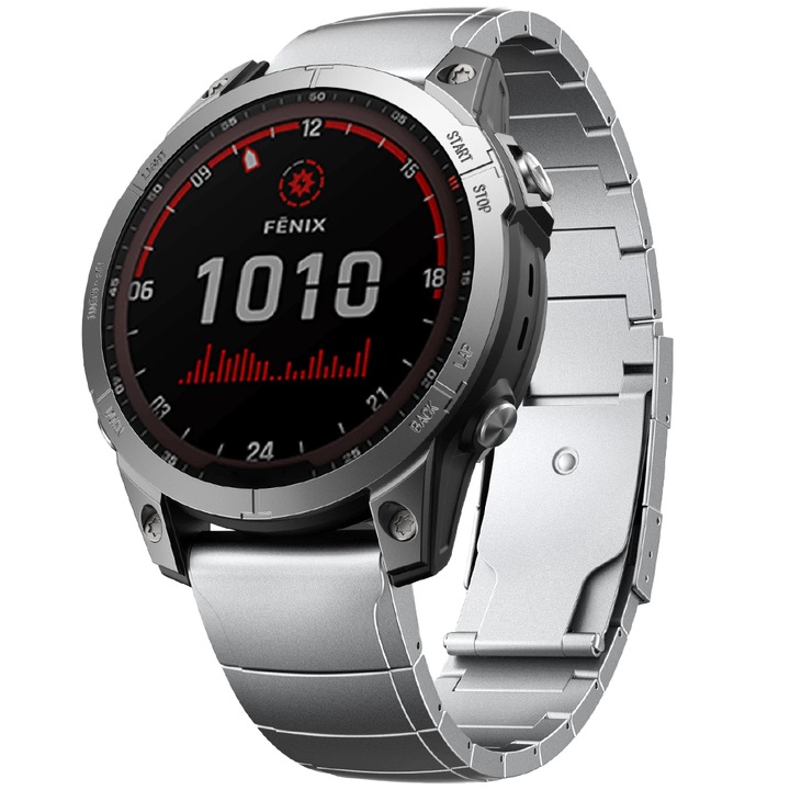 Curea din titan de 22 mm compatibila cu Fenix ​​8 47 mm/E 47 mm/7/6 Pro/5 Plus/EPIX 2, curea de ceas de 26 mm pentru Fenix ​​8 51 mm/Enduro 3 51 mm/7X Pro argintiu 26mm