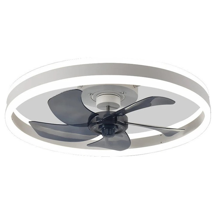 Ventilator de tavan cu lampa, control de la distanta, LED dimabil, alb, 50cm, 73W
