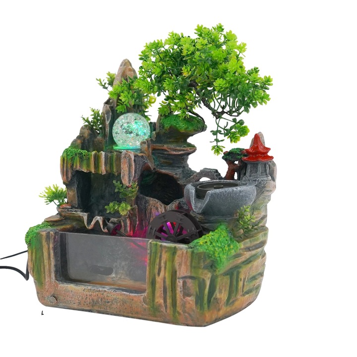 Фонтан с вода, интериорен декор, пулверизатор, зелен, 30x18x33см