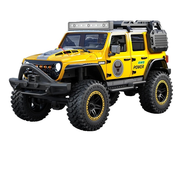 Távirányítós autó, 4WD, terepjáró képességekkel, sárga, 1:20, komplett készlet