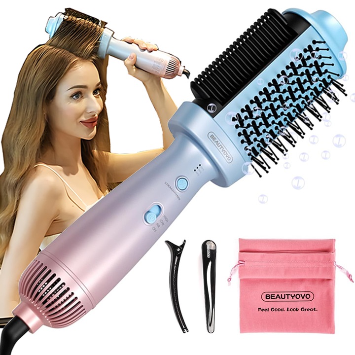 Четка с горещ въздух, 3-в-1, регулиране на три скорости, преносима, постоянна температура за грижа за косата, градиентни цветове