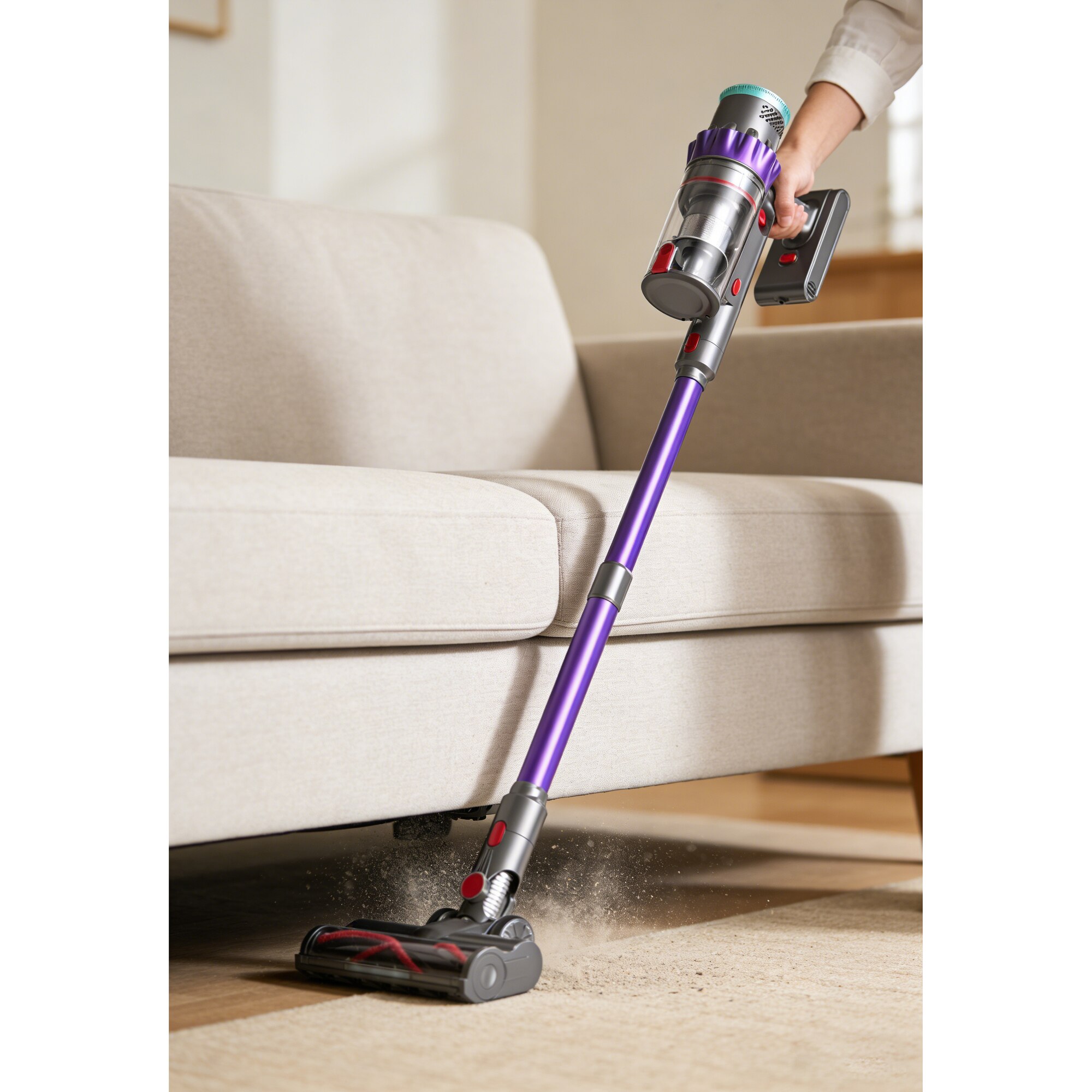 Aspirator Wireless - Pinico-S7 - cu 550W/48kPa - 60min Autonomie, Sensoare Inteligente, Ecran Touch, Perie V-Flex - Curateaza Toate Suprafeele Fara Efort