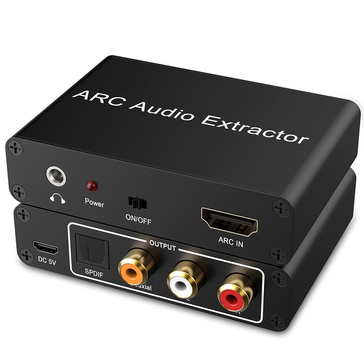 Adaptor audio HDMI ARC TodyJeyHo negru 8.15x5.8x2.15cm