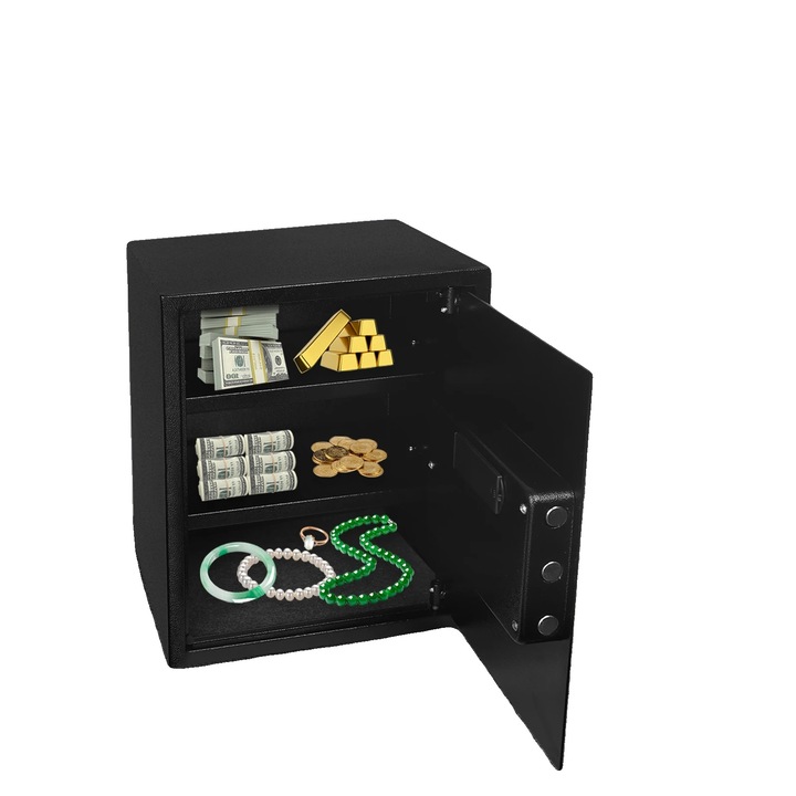 Seif digital, 15x17x12.2 inch, constructie din otel, sistem de alarma, montare pe perete, 3 compartimente