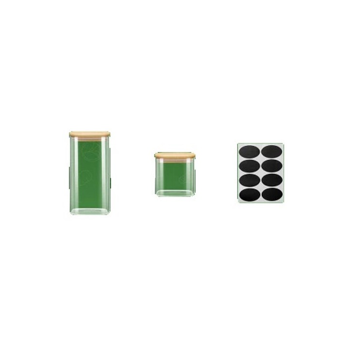 Borcane de stocare transparente, set de 8 bucati, capac etans, 430ml