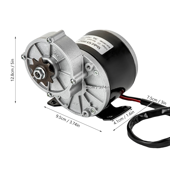Motor electric, 250W, reducere de viteza, negru argintiu, 20A, 2750 RPM