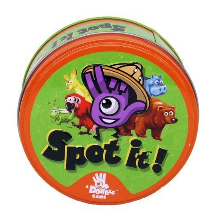 Настолна игра Dobble Kids, тема животни, многоцветна, 4-12 години, за 2-8 играчи, средно време за игра 15 минути