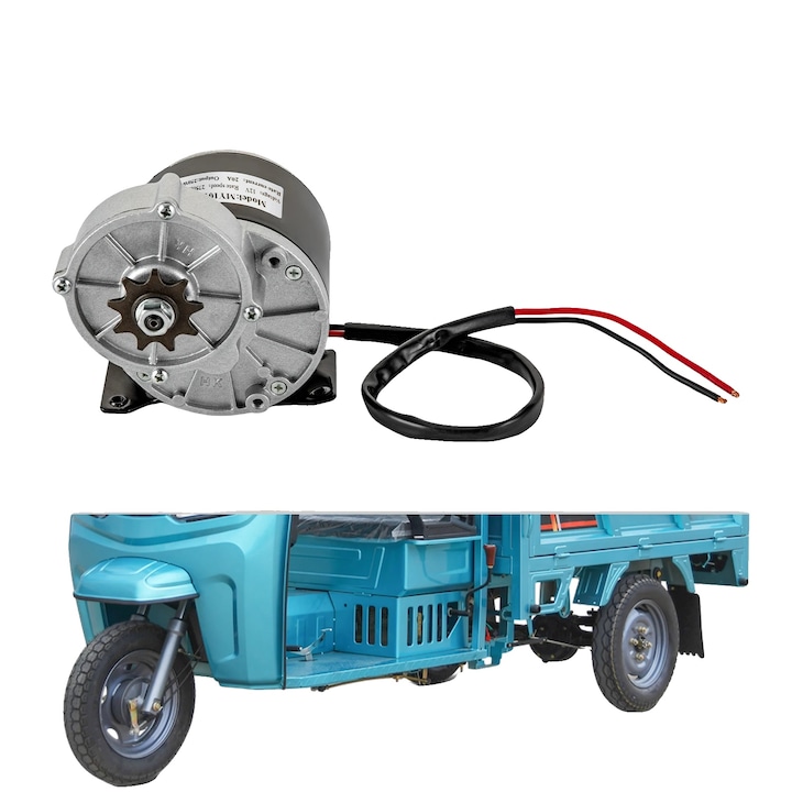 Motor pentru bicicleta electrica, 12V, 250W, 2750 RPM, constructie din fier si cupru, dimensiune compacta