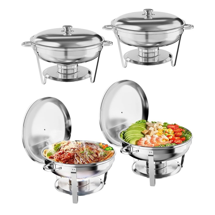 Комплект гастронорм тави, 4 броя, вместимост 5 литра, неръждаема стомана, за многократна употреба