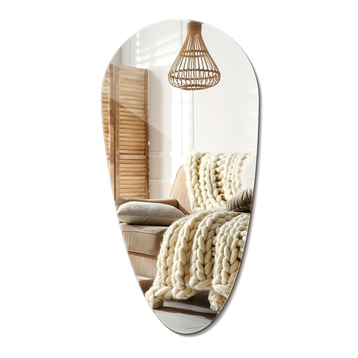 Ovális Design Tükör, Decormat, 35 x 70 cm, Modern és Elegáns fali dekoráció, 010300550250400000000