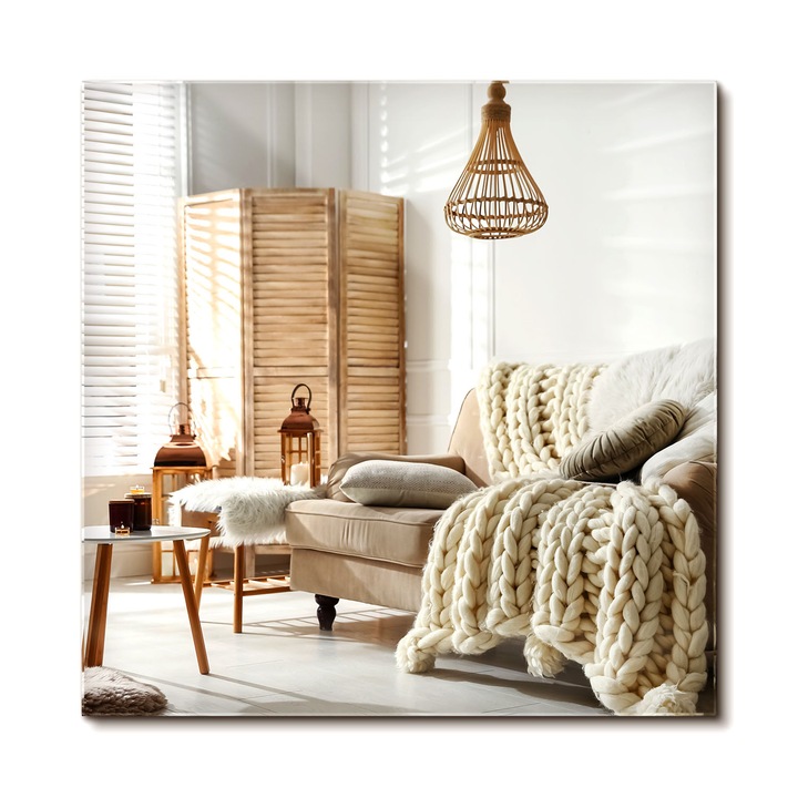 Keret Nélküli Tükör, Decormat, 50 x 50 cm, Minimál Stílusú Lakásdekoráció, Prémium Üveg Fali Dekor, 010300550080000000000